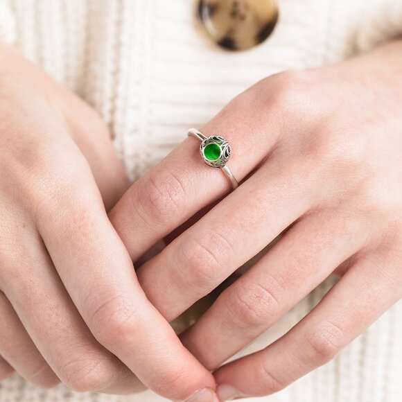 Recycled Vintage 1960s Green Beer Bottles Sterling Adjustable Vintage Lace Ring - Picture 4 of 6